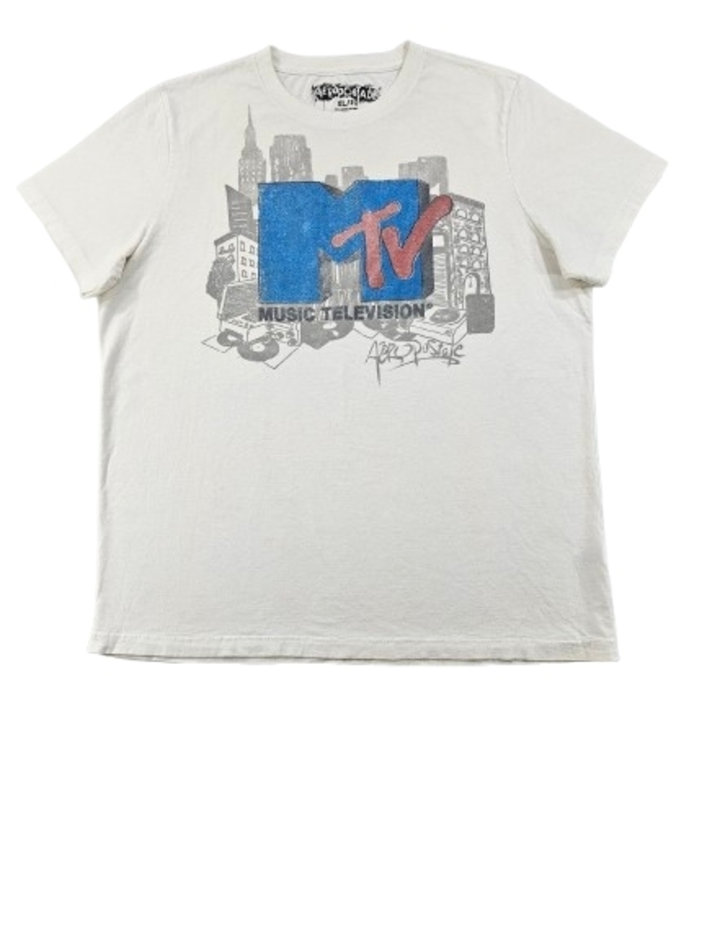 Vintage Aeropostale Single Stitch MTV Mens White Retro Hip Hop Logo City 90s Y2K